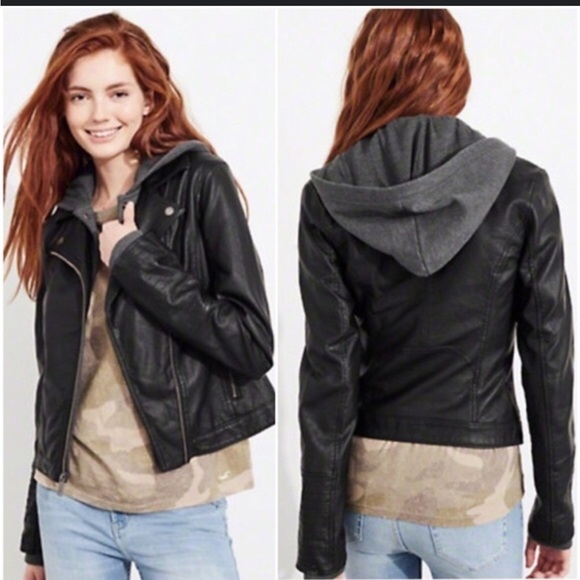New Look Jackets & Blazers - New Look Faux Leather Hoodie Jacket-1X (p2p 22)